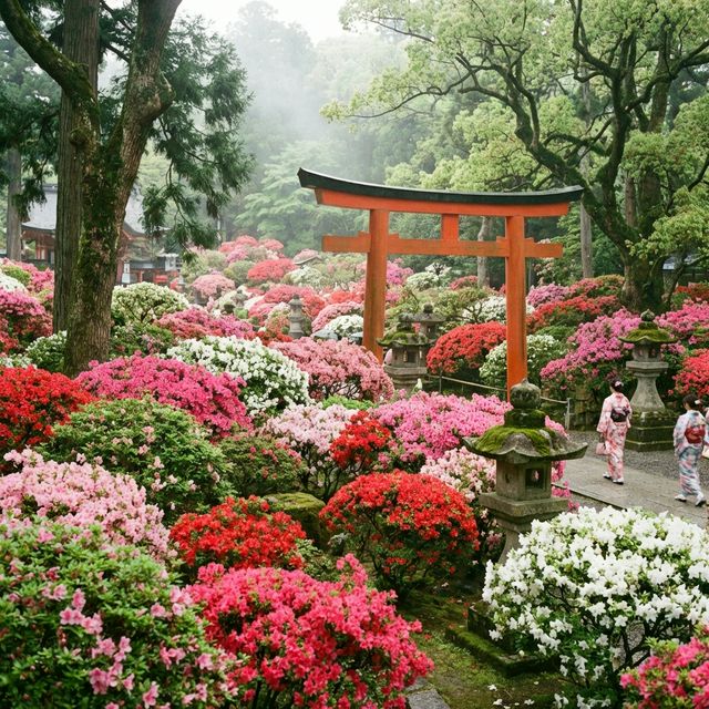 3000 colorful azalea bushes at historic Nezu Shrine Tokyo